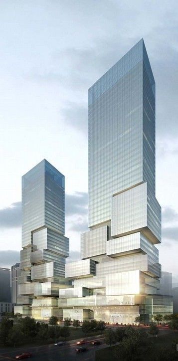 aedas architects在中国重庆重庆金融街项目e-15座,两座"溶解塔"