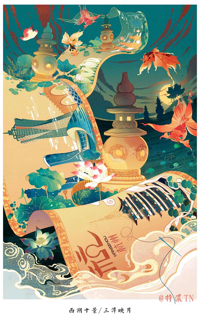 【西湖十景】插画|插画|商业插画|特浓tn - 原创作品 - 站酷 (zcool)