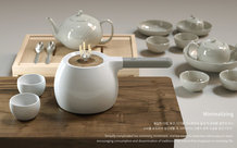 茶艺术生活
##图片标签：现代茶具, 简约设计, 白色陶瓷, 木制桌面, 茶道仪式