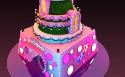 卡通主题生日蛋糕,周岁蛋糕设计,女孩一周岁生日场地布置图片